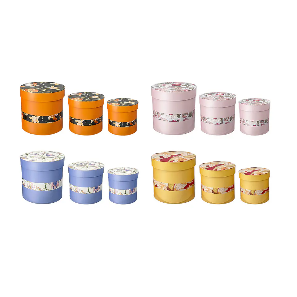 Set de cajas de regalos redondas flores Color Aleatorio 3pcs 1