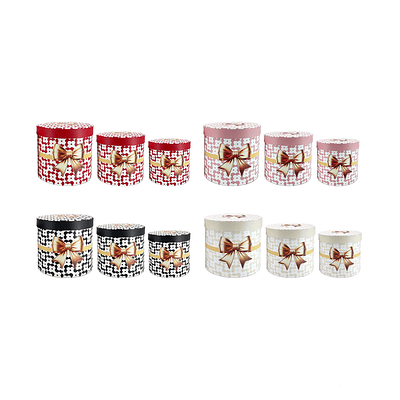 Set de cajas de regalos redondas lazo Color Aleatorio 3pcs