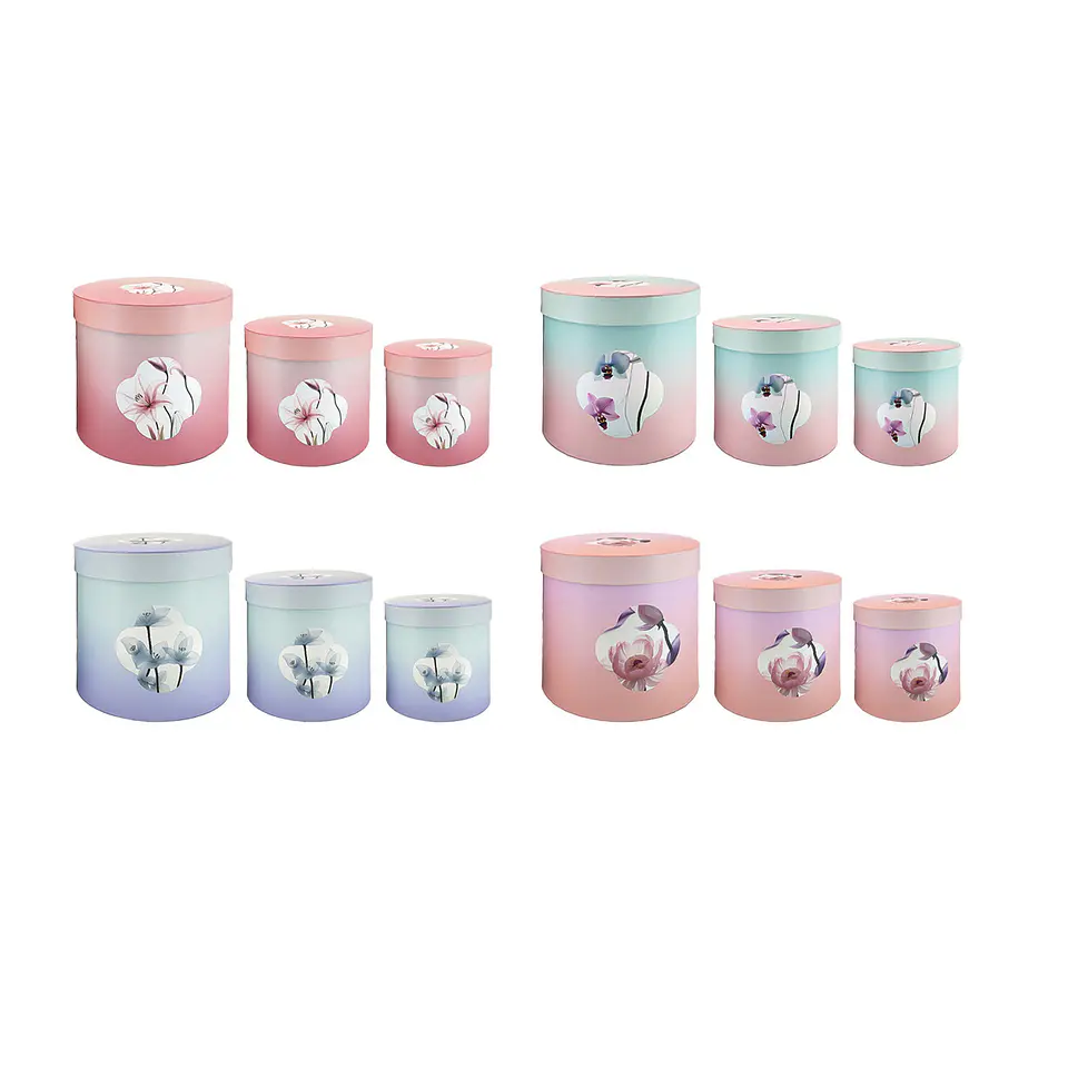 Set de cajas de regalos redondas flores Color Aleatorio 3pcs 1