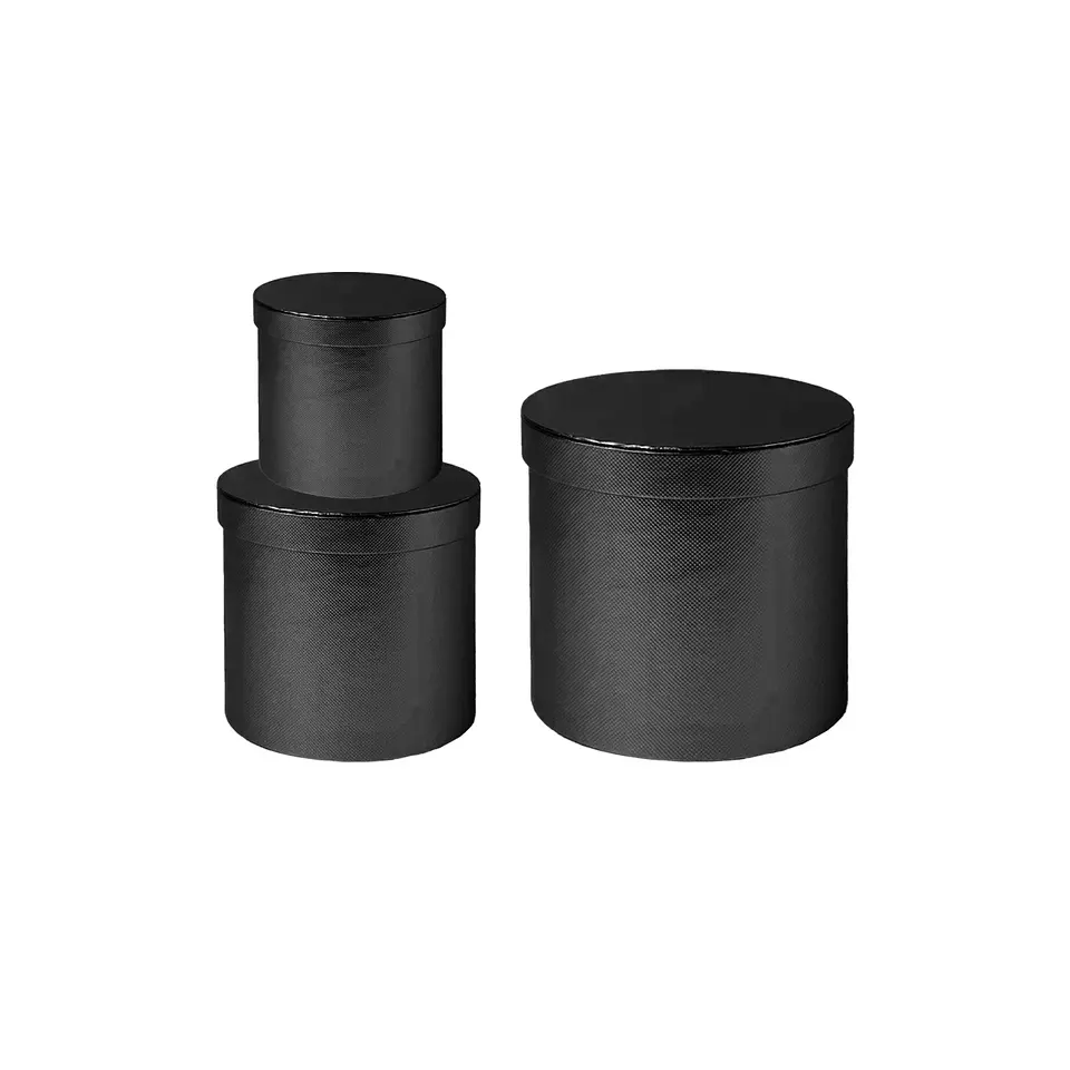 Set de cajas de regalos redondas negro 3pcs 1