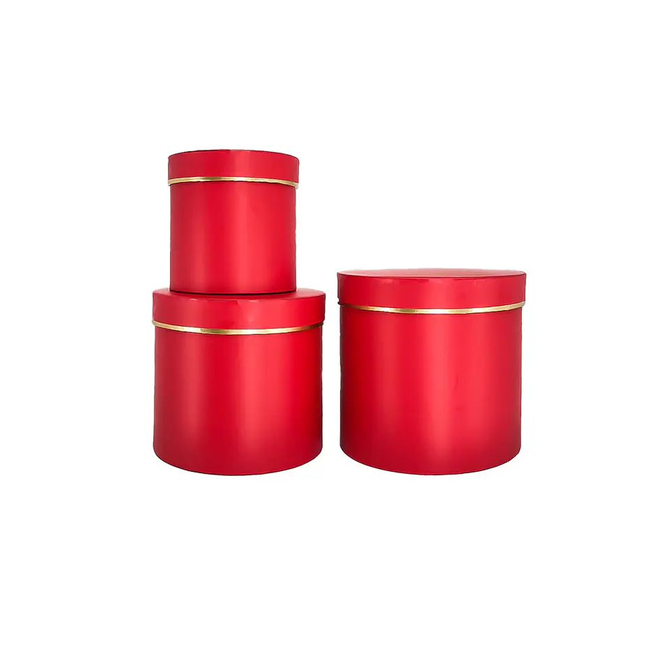 Set de cajas de regalos redondas rojo 3pcs 1