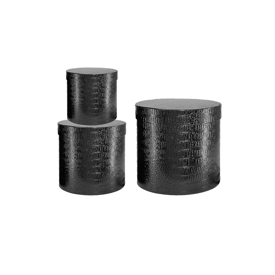 Set de cajas de regalos redondas negro 3pcs 1