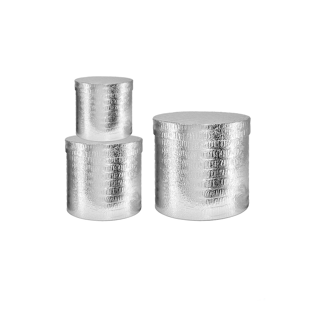 Set de cajas de regalos redondas plateado 3pcs