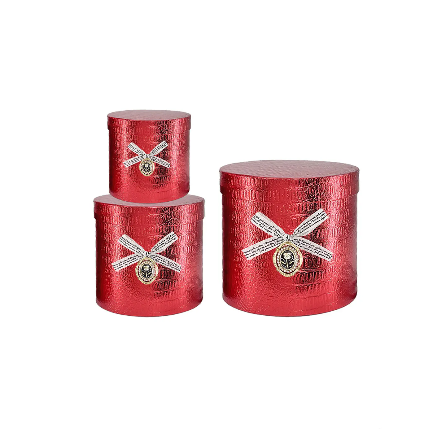 Set de cajas de regalos redondas rojo 3pcs 1