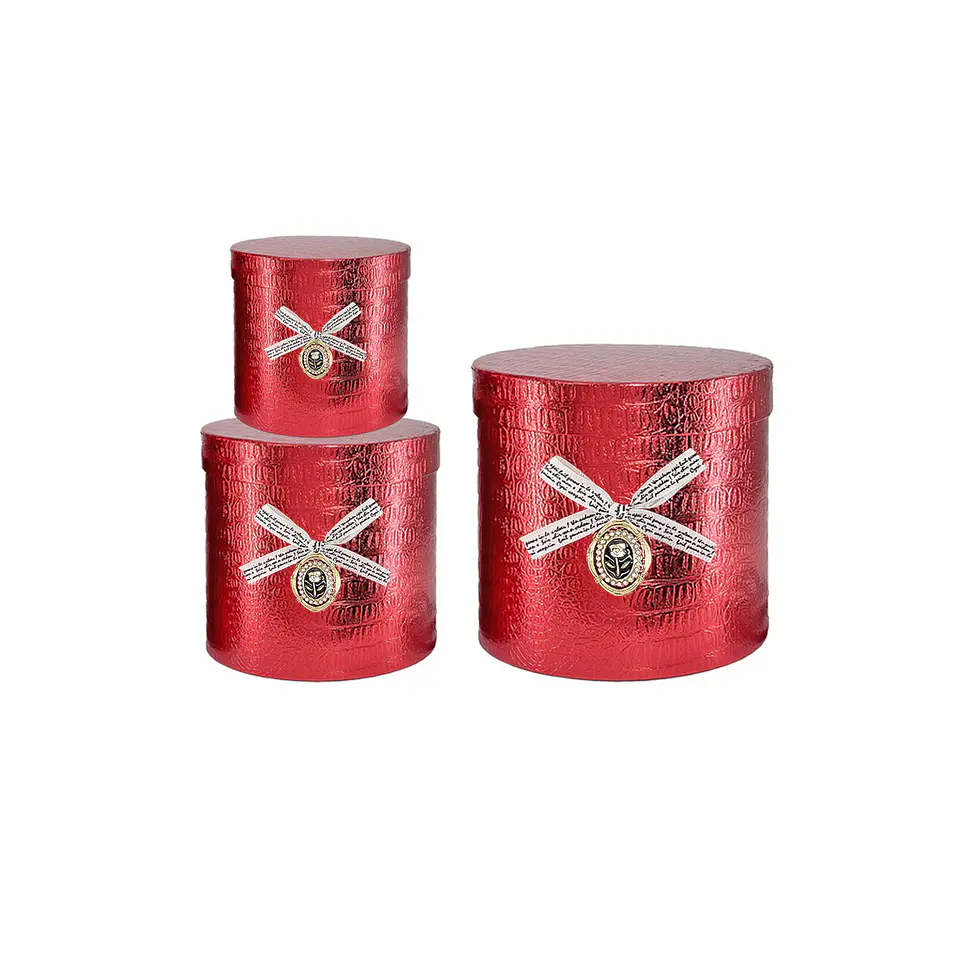 Set de cajas de regalos redondas rojo 3pcs 1