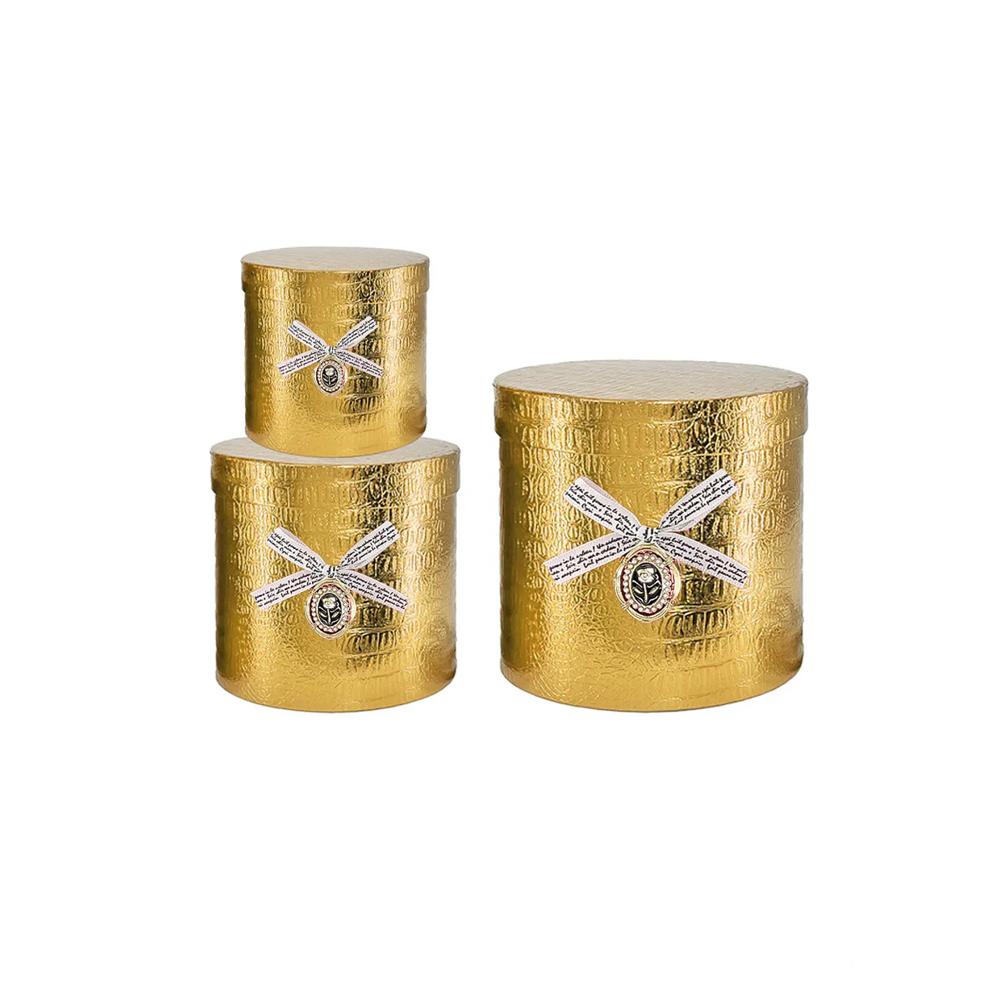 Set de cajas de regalos redondas dorado 3pcs 1