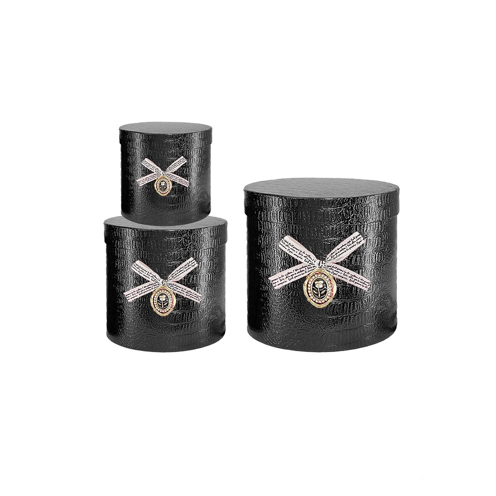 Set de cajas de regalos redondas negro 3pcs