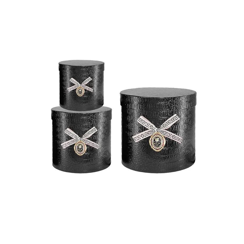 Set de cajas de regalos redondas negro 3pcs 1