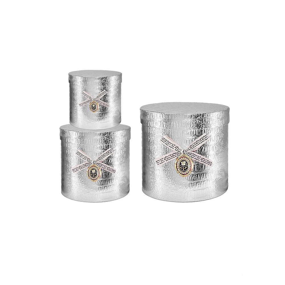 Set de cajas de regalos redondas plateado 3pcs