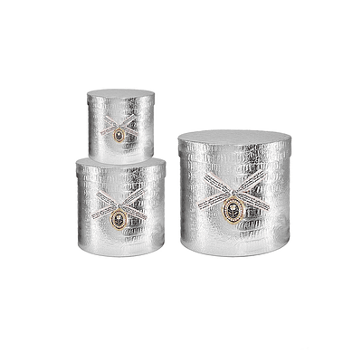 Set de cajas de regalos redondas plateado 3pcs