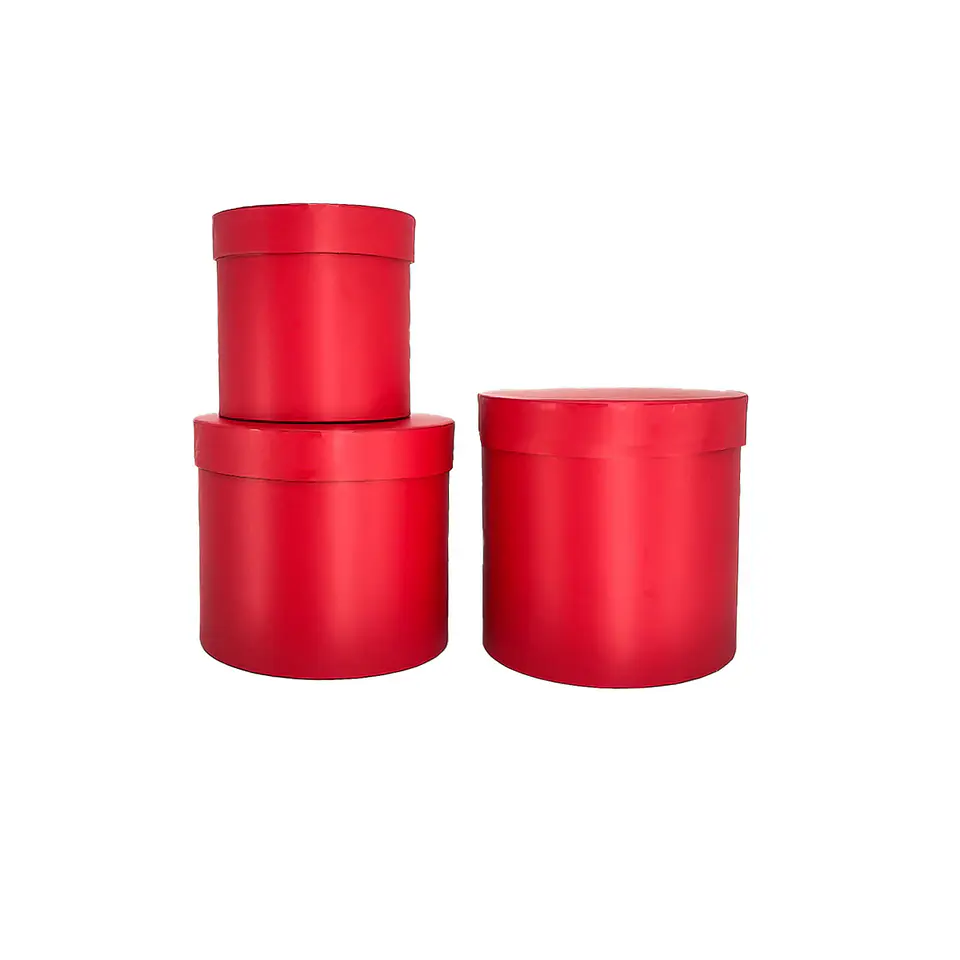 Set de cajas de regalos redondas rojo 3pcs 1