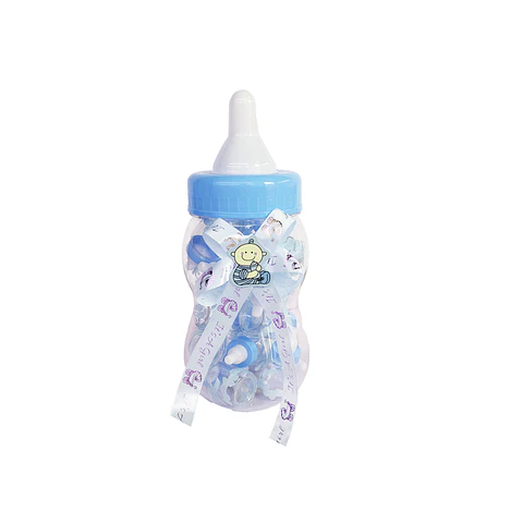 Adornos de biberones para baby shower celeste 34cm
