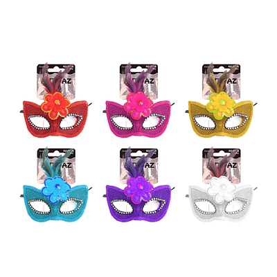 Antifaz de lentejuelas con pluma y flor Color Aleaorio