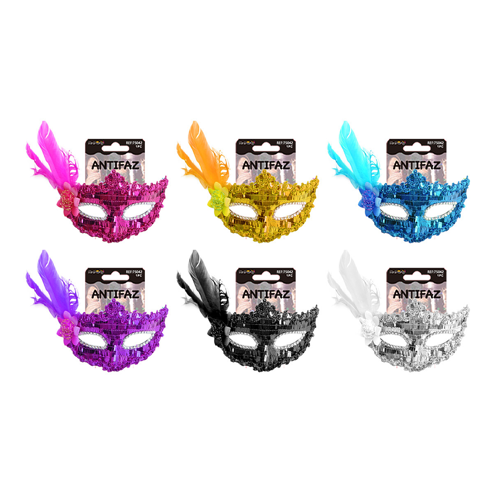 Antifaz de lentejuelas con pluma Color Aleaorio
