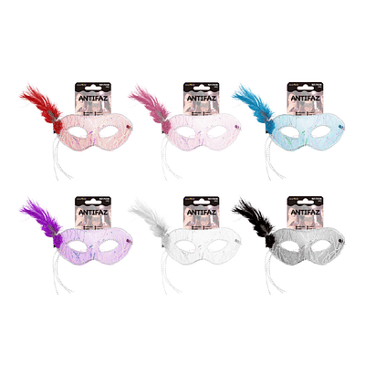 Antifaz de encaje con pluma Color Aleaorio