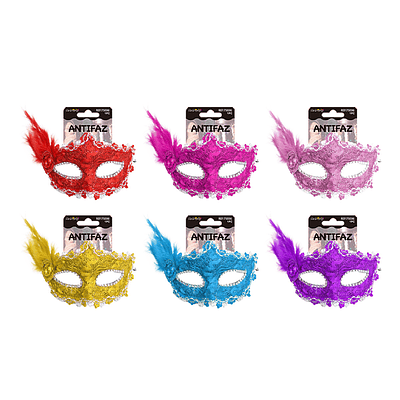 Antifaz de encaje con pluma Color Aleaorio