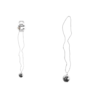 Collar con colgante de bola de discoteca plateada 84cm