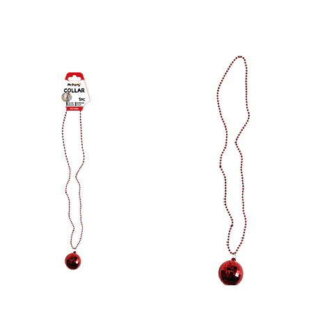 Collar con colgante de bola de discoteca roja 84cm
