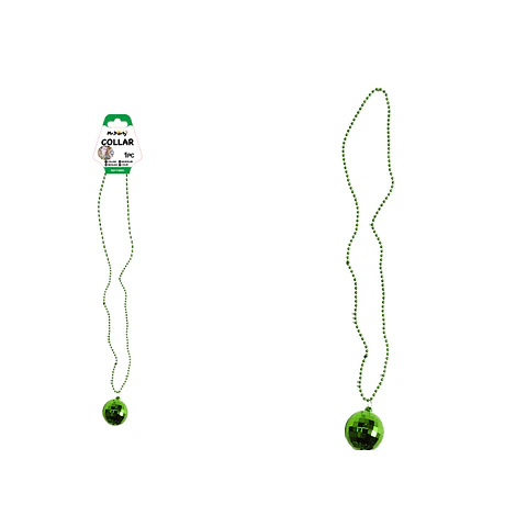 Collar con colgante de bola de discoteca verde 84cm