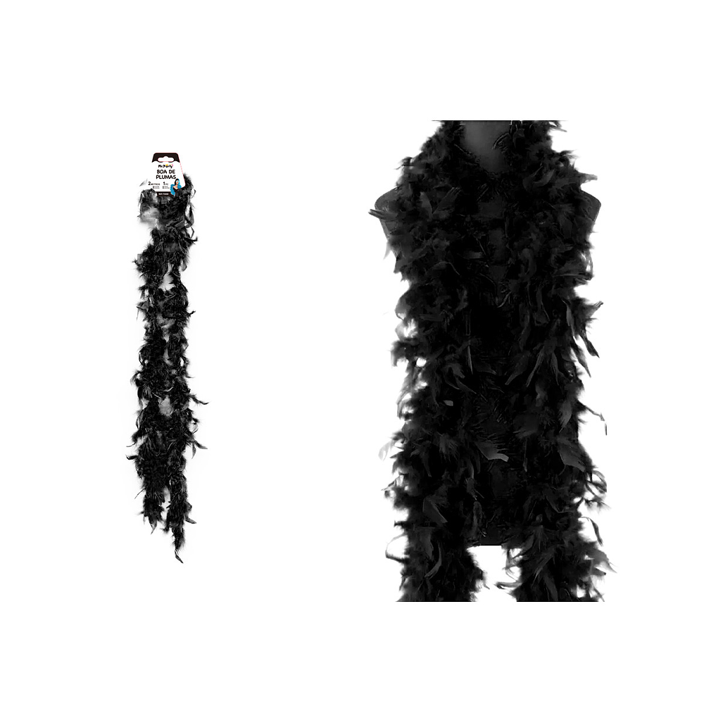 Boa de plumas negra para fiesta 2M