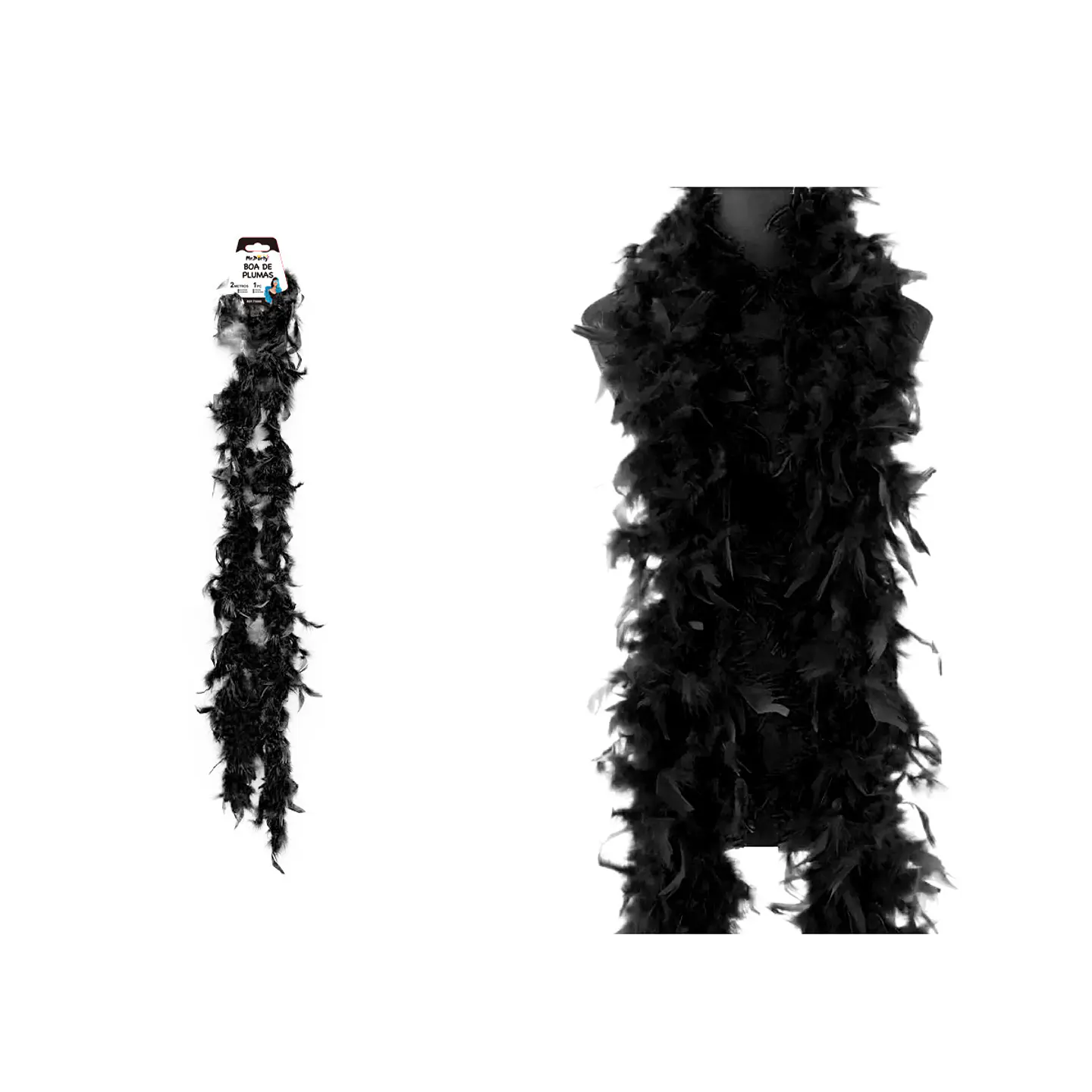 Boa de plumas negra para fiesta 2M 1