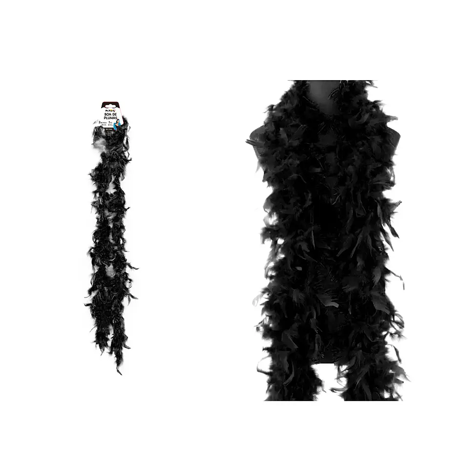 Boa de plumas negra para fiesta 2M 1