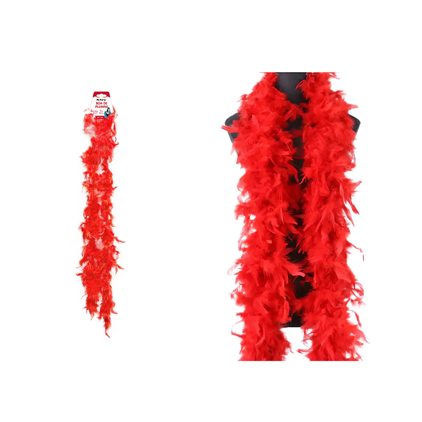Boa de plumas roja para fiesta 2M 1