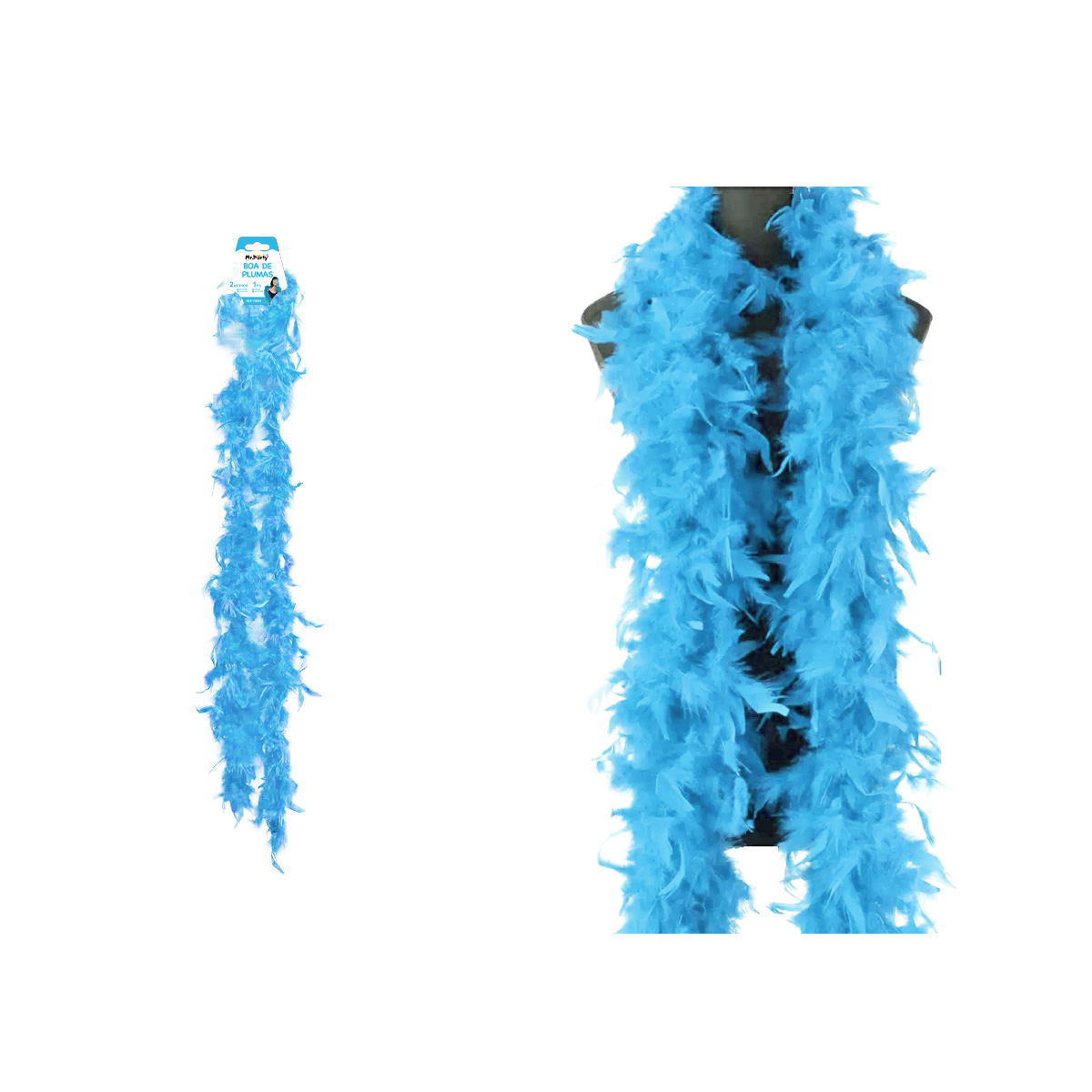 1 metro Boa Plumas Azul / negro tornasol 10 A 12cm
