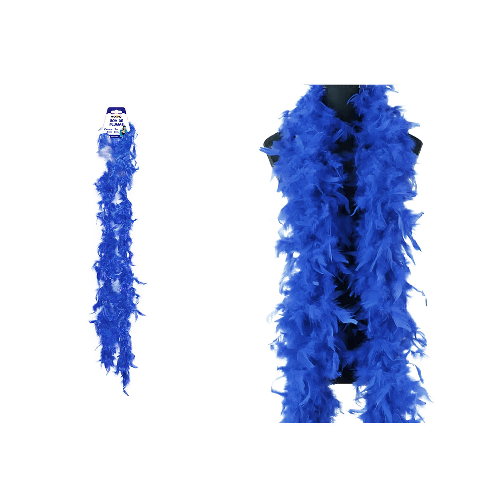 Boa de plumas azul rey para fiesta 2M