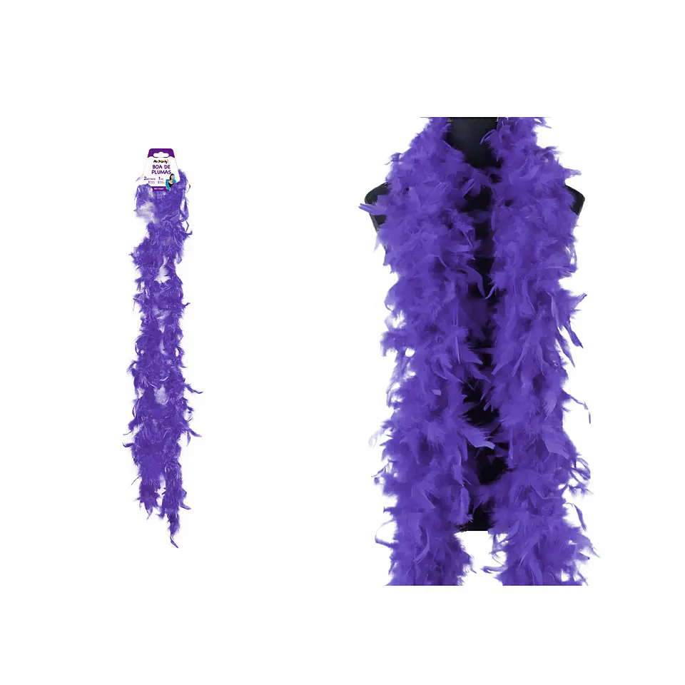 Boa de plumas morada oscura para fiesta 2M 1