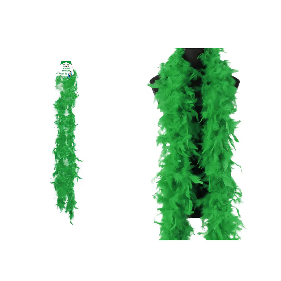 Boa de plumas verde oscuro para fiesta 2M 1