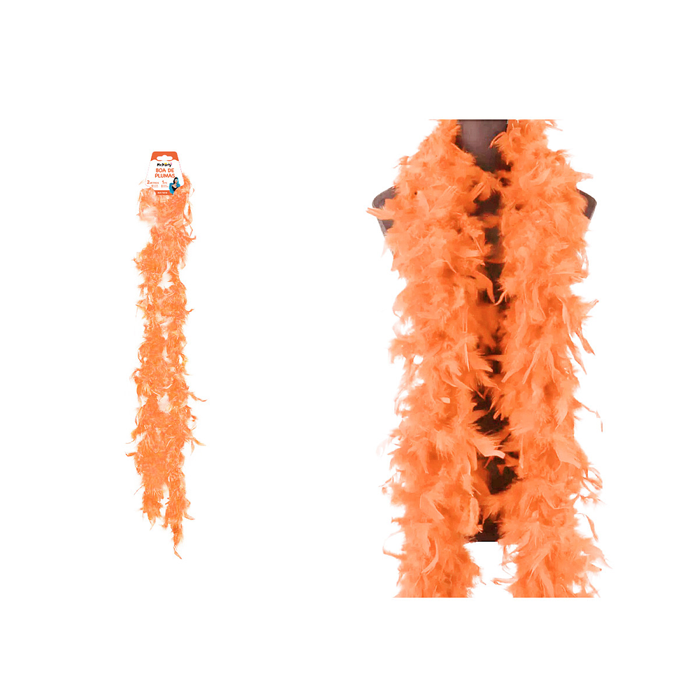 Boa de plumas naranjo para fiesta 2M