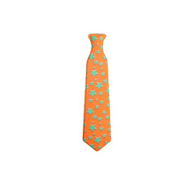 Corbata naranja con estrella verdes 43*10cm