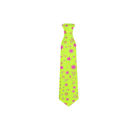 Corbata amarilla con estampados rojos 43*10cm 12pcs