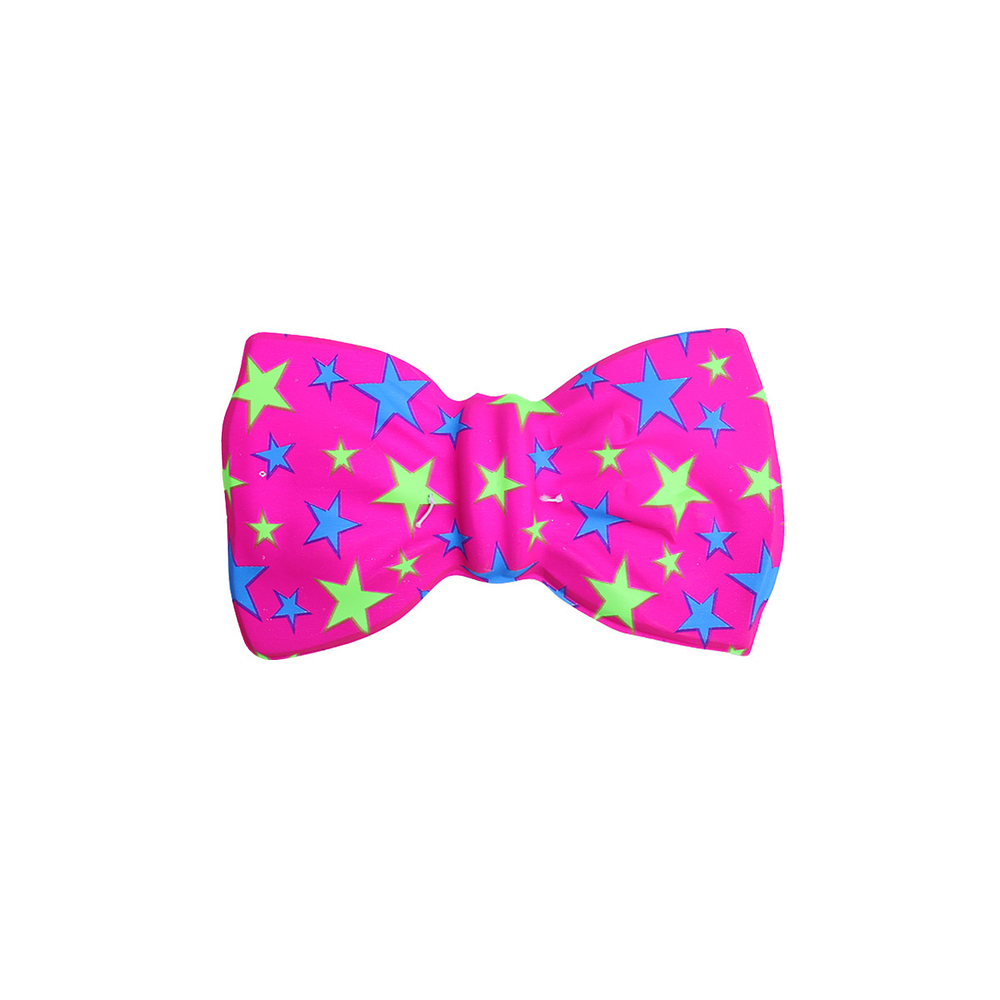 Corbatín rosa con estrella amarillos y azules 20*10cm