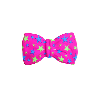 Corbatín rosa con estrella amarillos y azules 20*10cm