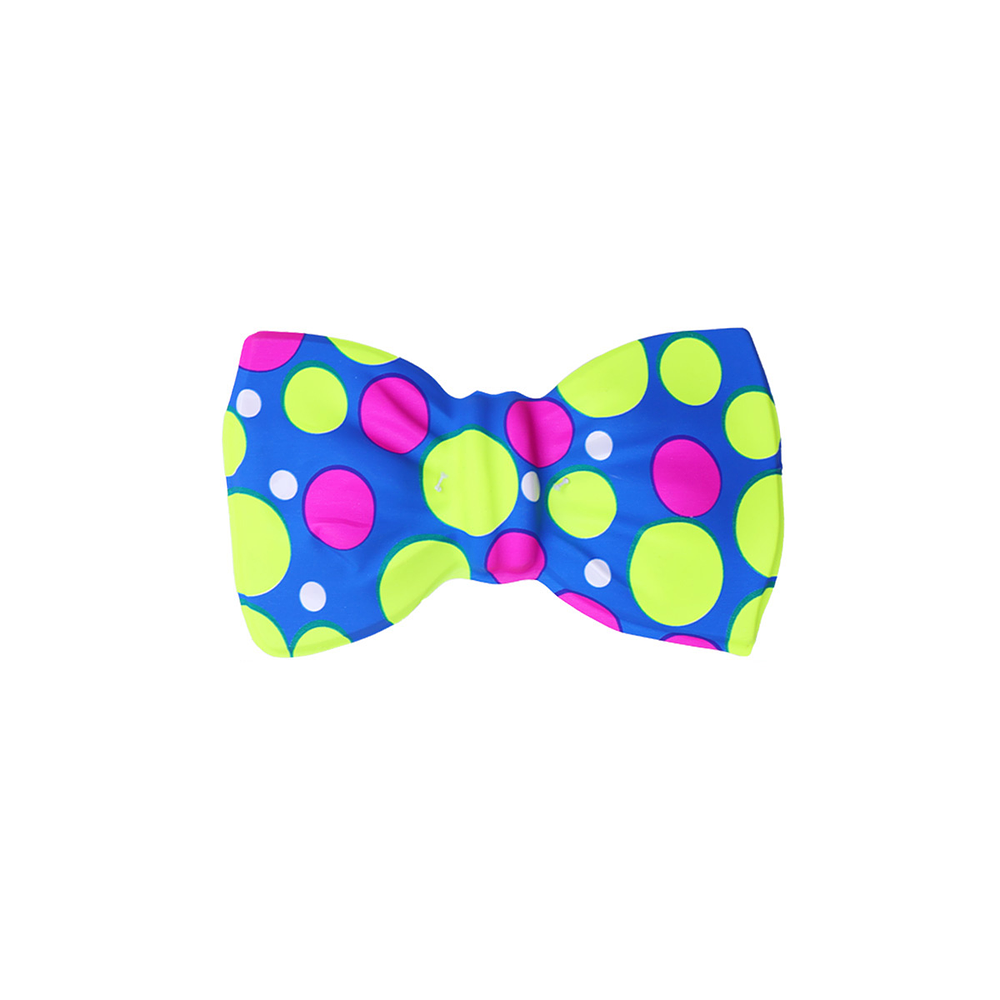 Corbatín azul con puntos verdes y rojos 20*10cm