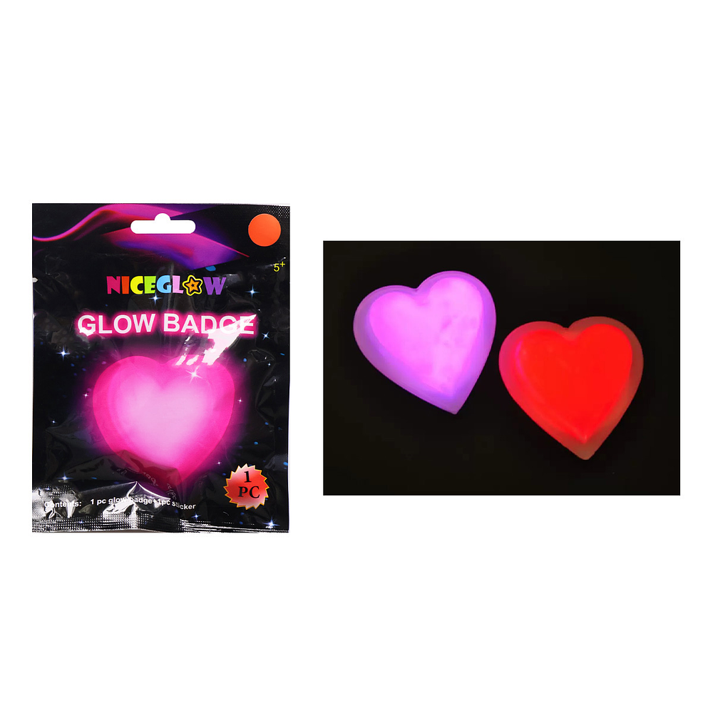 Glow badge corazón 7.5cm Color Aleatorio