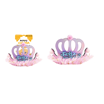 Diadema corona de cumpleaños rosado 12*9.5cm 1pc
