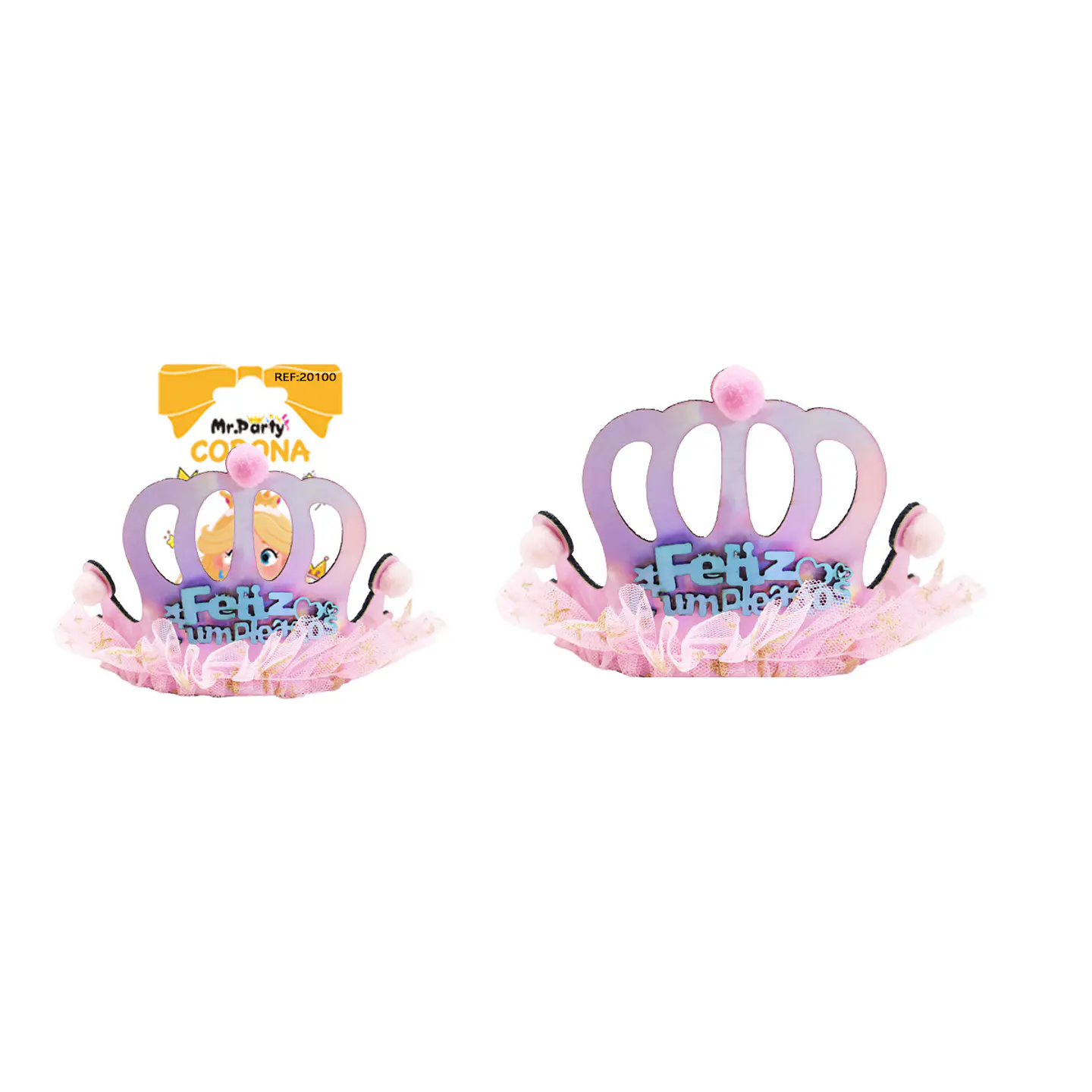 Diadema corona de cumpleaños rosado 12*9.5cm 1pc 1