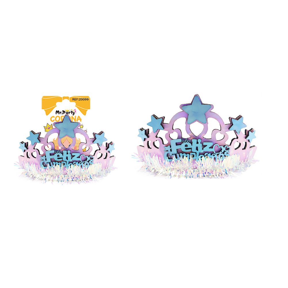 Diadema corona con estrella de cumpleaños rosado 13*8.5cm 1pc