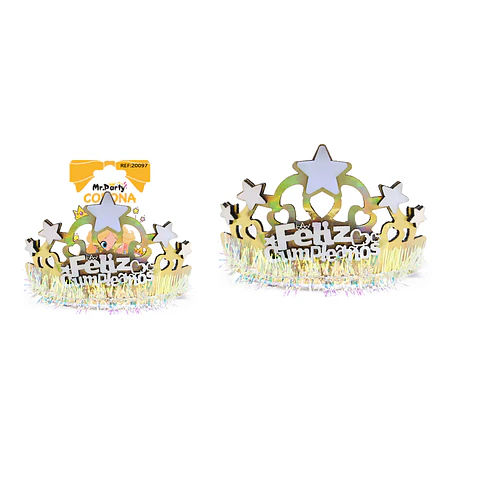 Diadema corona con estrella de cumpleaños dorado 13*8.5cm 1pc