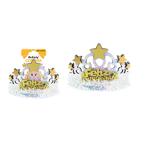 Diadema corona con estrella de cumpleaños plateado 13*8.5cm 1pc
