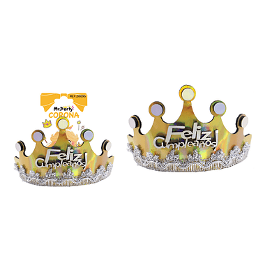 Diadema corona de cumpleaños dorado 14.5*12cm 1pc