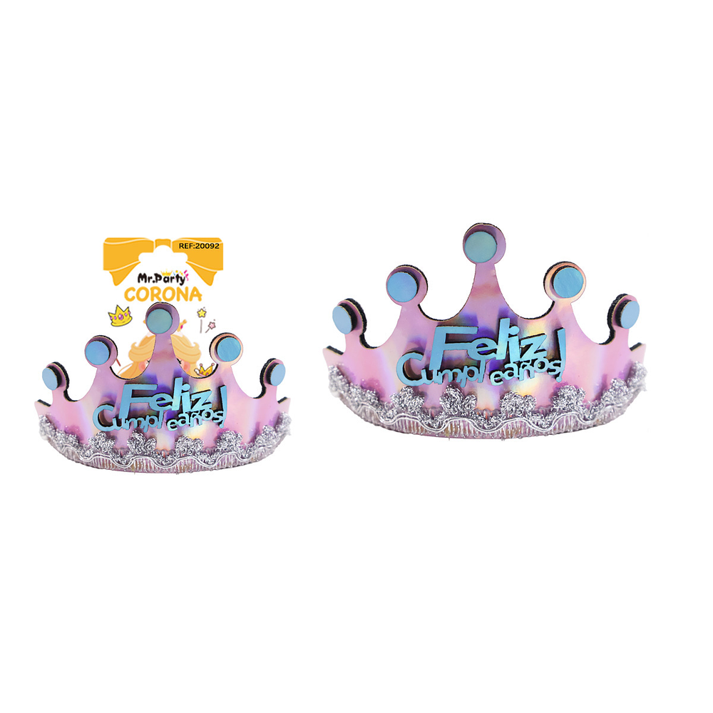 Diadema corona de cumpleaños rosado 14.5*12cm 1pc