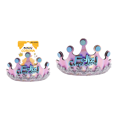 Diadema corona de cumpleaños rosado 14.5*12cm 1pc