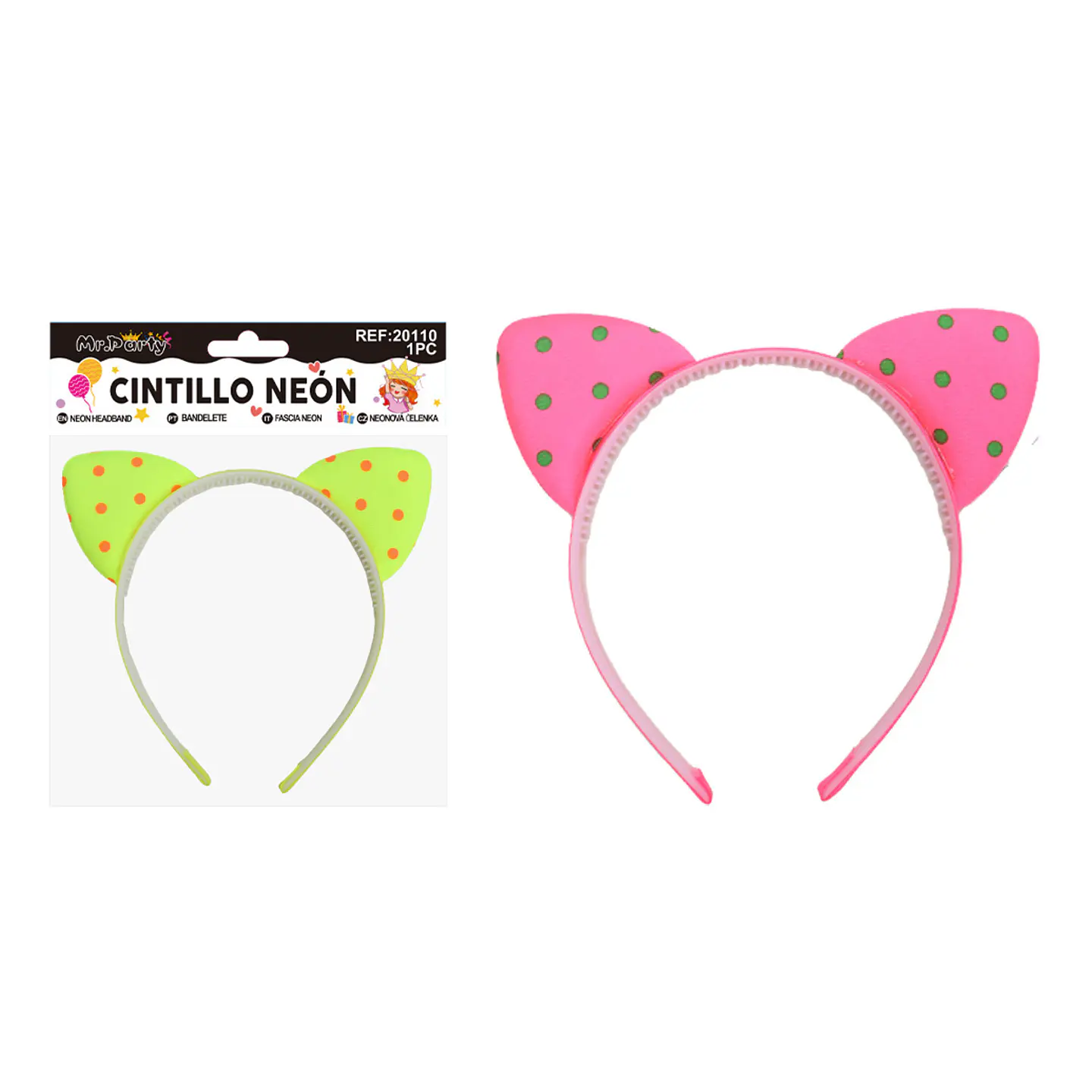 Cintillo fluorescente de orejas con lunares Color Aleatorio 1