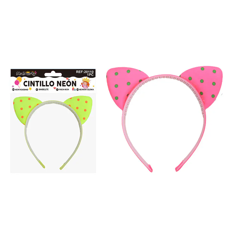 Cintillo fluorescente de orejas con lunares Color Aleatorio 1