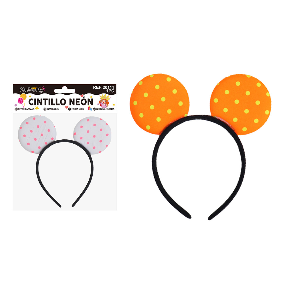 Cintillo fluorescente de orejas con lunares Color Aleatorio