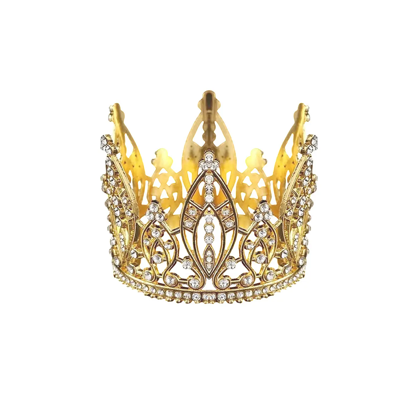 Corona de aleación floral dorado 5.6*7cm 1